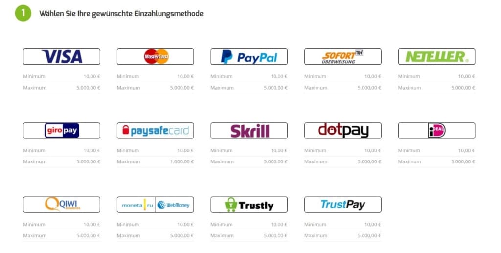 Zahlungsmöglichkeiten im Lapalingo Netent Casino