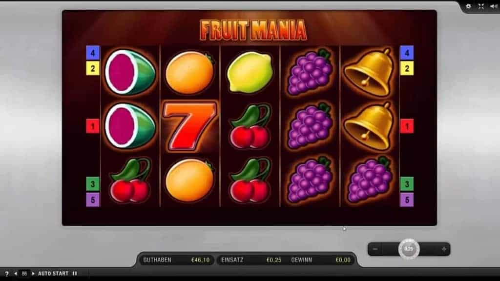 Übersicht Gamomat Casino Spiel Fruit Mania
