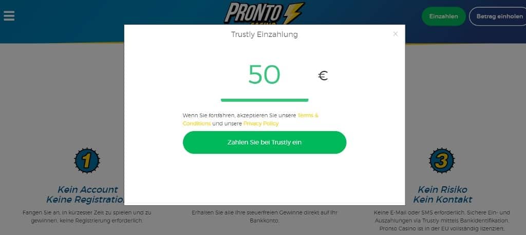 Einzahlung Blitz Casino Pronto