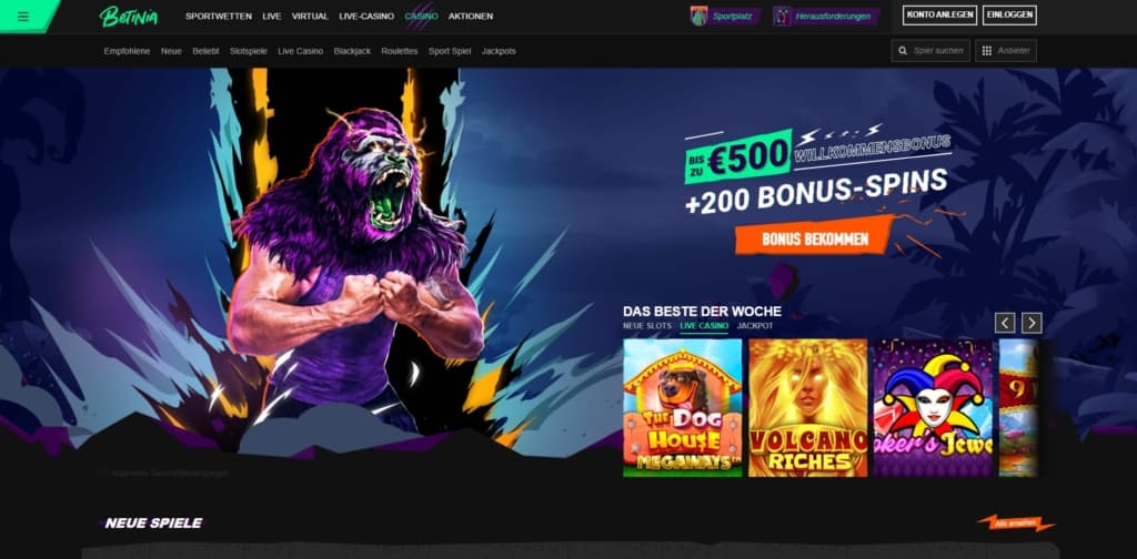 Betinia Casino Startseite